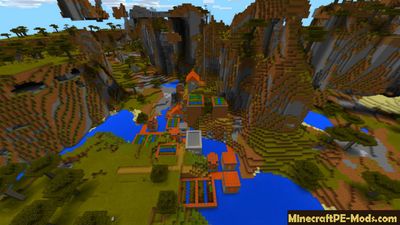 Flying Mountains & Village Minecraft PE Seed