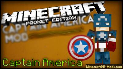 Captain America Minecraft PE Mod 1.1.0.1, 1.0.6, 1.0.5, 1.0.4