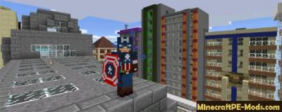 Captain America Minecraft PE Mod 1.1.0.1, 1.0.6, 1.0.5, 1.0.4