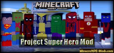Project Super Hero Minecraft PE Mod 1.2.9, 1.2.8, 1.2.7, 1.2.6