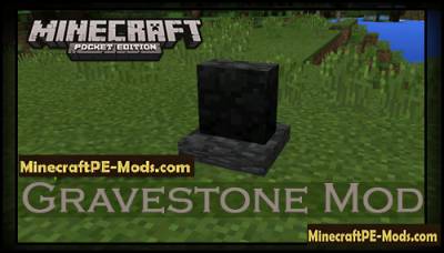 Gravestone Mod For MCPE 1.0.5.13, 1.0.5, 1.0.4.11, 1.0.4, 1.0.3