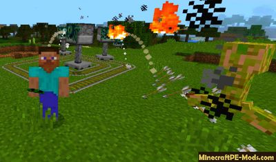 Auto Aim Turrets MCPE Addon / Mod