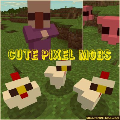 Cute Pixel Mobs MCPE Texture / Resource Pack 1.2.0, 1.1.5, 1.1.4