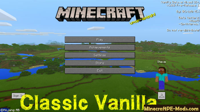 Classic Vanilla UI 16x Minecraft PE Texture Pack 1.11, 1.10, 1.9.0 Download