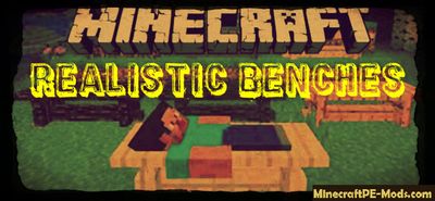 Realistic Benches Minecraft PE Mod 1.2.11, 1.2.10, 1.2.9