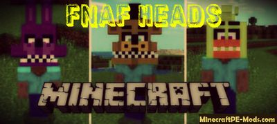 FnaF Mob Heads Minecraft PE Bedrock Texture Pack 1.2.10, 1.2.9