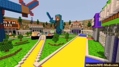 Huge Hub Spawn with Mini-Games Minecraft PE Map
