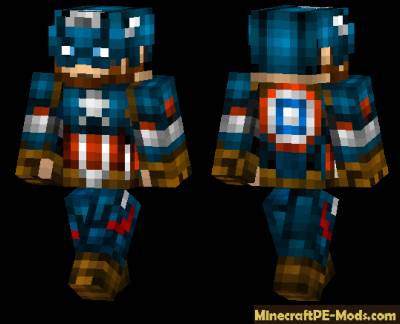 Captain America Skin For Minecraft PE 1.9.0.3, 1.8.1, 1.8.0