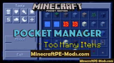 Pocket Manager Apk Mod for Minecraft PE 1.1.0, 1.0.6, 1.0.5, 1.0.4